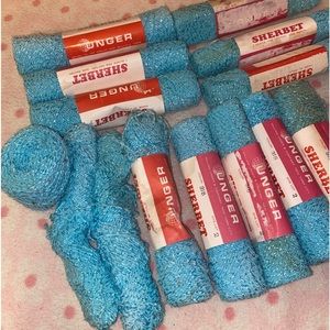 VTG William Unger blue yarn lot cotton rayon retro classic farmhouse